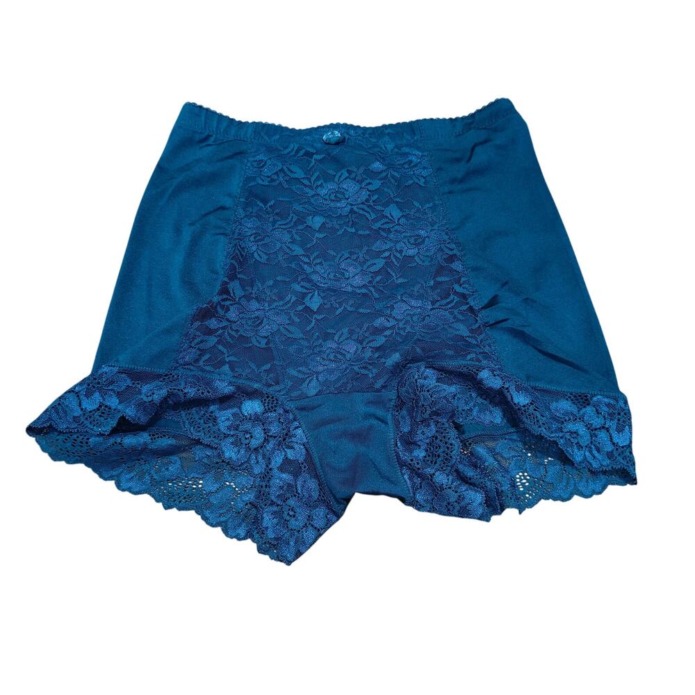 Rhonda Shear Panty Pin Up Lace Trim Rich Teal Womens Large Modest